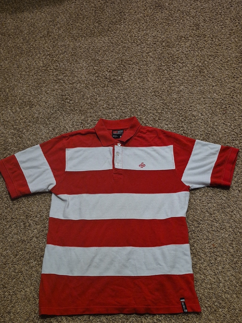 Y2k South Pole Red & White Broad Stripe Polo